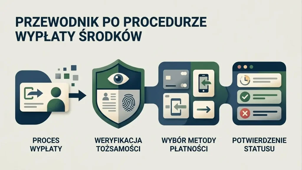Abstrakcyjny schemat procesu wypłaty od zlecenia przez weryfikację do metody płatności