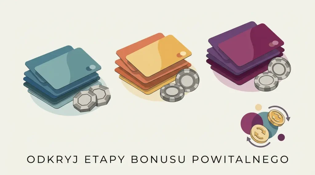 Ilustracja trzech etapów pakietu bonusowego w złotych