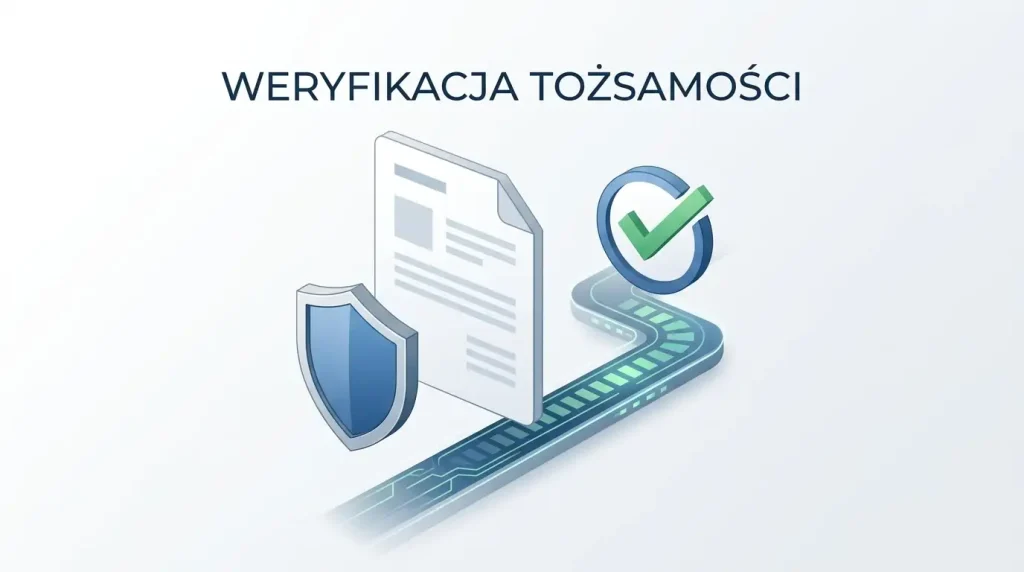 Neutralna ilustracja dokumentu, tarczy prywatności i statusu weryfikacji
