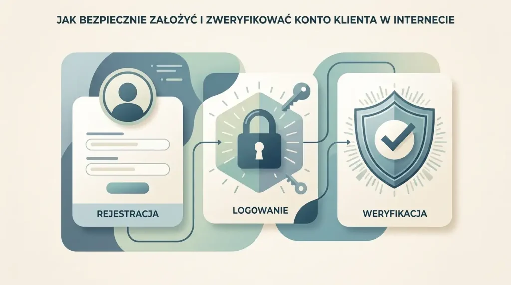 Neutralna ilustracja etapów tworzenia konta online